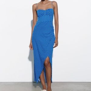 Zara DOTTED LINEN BLEND CORSET DRESS